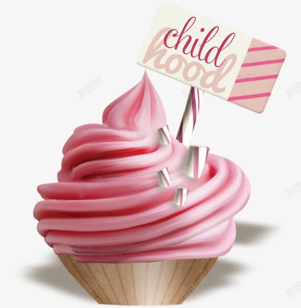粉色卡通冰淇淋png免抠素材_新图网 https://ixintu.com 冰淇淋 冰激凌 甜筒 雪糕