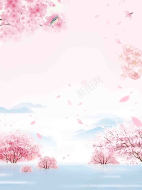 三月樱花季海报背景背景