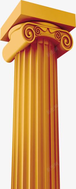 黄色花纹雕刻柱子素材