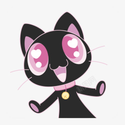 粉色眼睛的黑猫矢量图素材