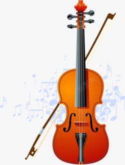 竖立小提琴与音乐符号素材