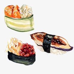 海鱼寿司手绘画片素材