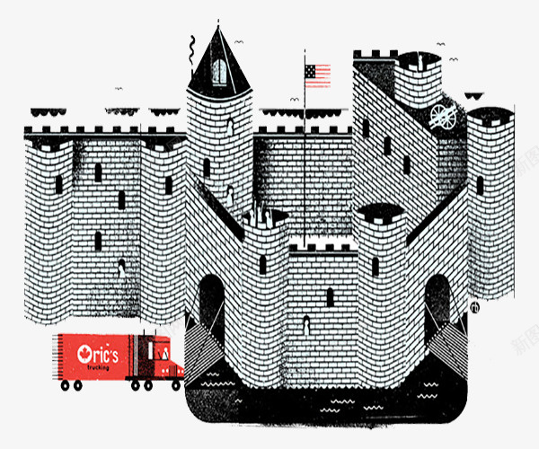 黑白图案城堡插画png免抠素材_新图网 https://ixintu.com 图案 城堡 插画 黑白