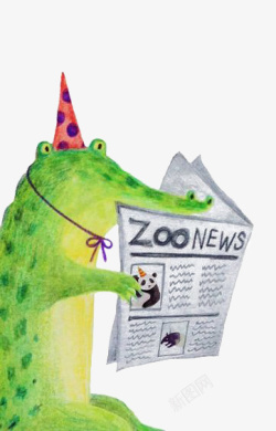 鳄鱼拟人看报纸的鳄鱼高清图片