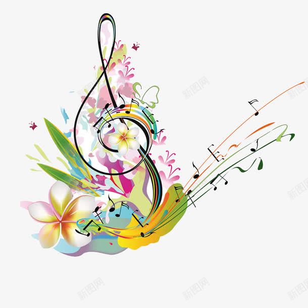 彩色音乐符png免抠素材_新图网 https://ixintu.com 乐符 创意 创意图片 彩色 花朵 音乐