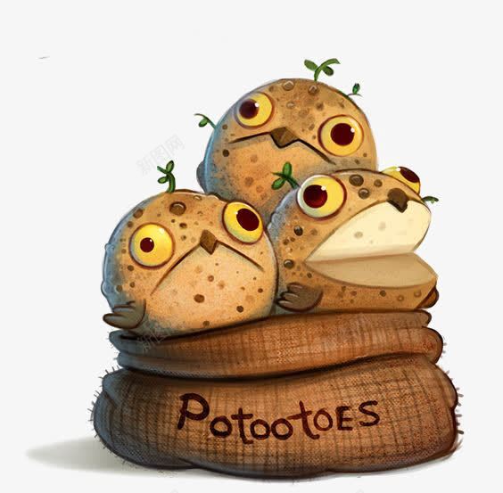 卡通土豆png免抠素材_新图网 https://ixintu.com POTOOTOES 创意土豆 土豆袋子 手绘土豆