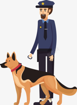 一个警察警察与警犬矢量图高清图片