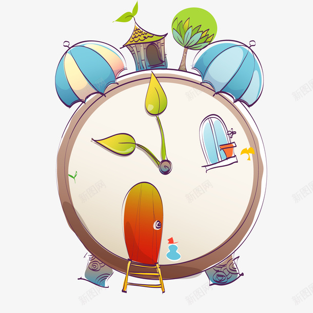 卡通手绘创意时钟矢量图ai免抠素材_新图网 https://ixintu.com 创意 彩色 手绘 时钟设计 钟表设计 矢量图