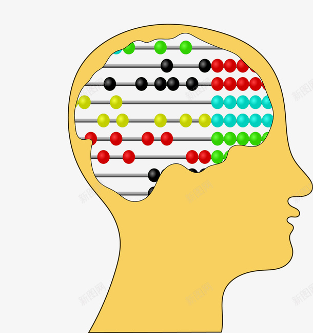 大脑矢量图ai免抠素材_新图网 https://ixintu.com 人物 免费矢量下载 大脑 插画 算盘 矢量图