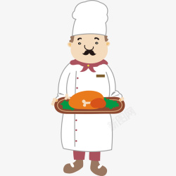 厨师磨刀卡通图端着鸡肉的厨师卡通图高清图片