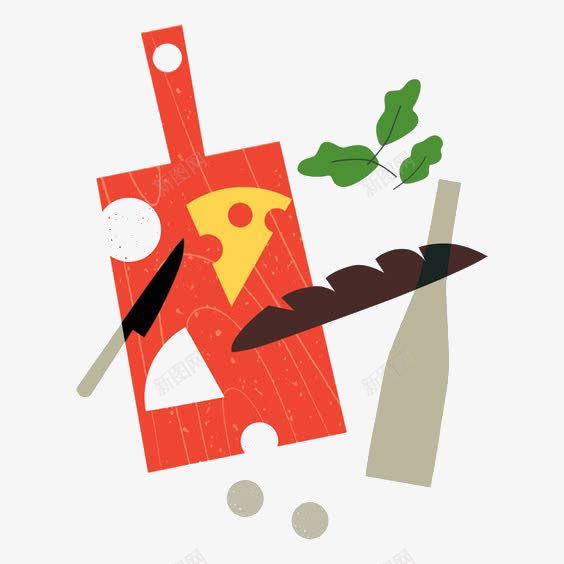 卡通菜板png免抠素材_新图网 https://ixintu.com 创意 卡通 奶酪 手绘 插画 菜板 面包
