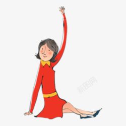 红色卡通女孩素材