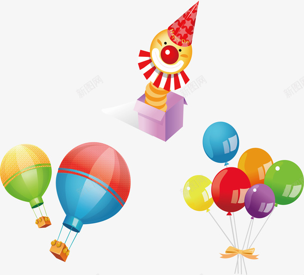 手绘小丑和气球png免抠素材_新图网 https://ixintu.com joker 小丑 气球 矢量气球
