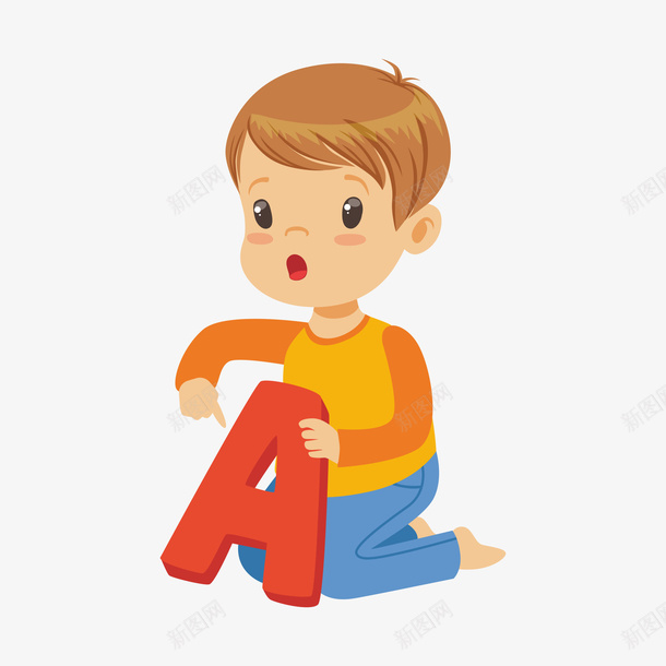 拿着英文字母A的小男孩png免抠素材_新图网 https://ixintu.com 动漫动画 卡通手绘 字母A 小男孩 看图识字卡，看图识字 英文字母 装饰图