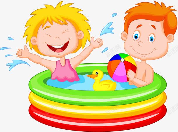 洗澡的小孩png免抠素材_新图网 https://ixintu.com 可爱 小男孩 水 洗澡 皮球 鸭子