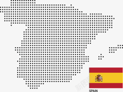 西班牙国家地图国旗矢量图素材