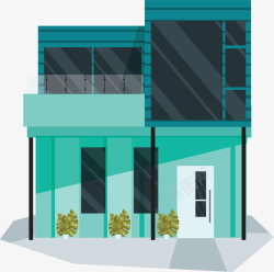 绿色商务别墅模型矢量图素材
