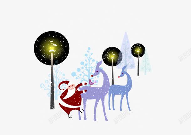 圣诞老人和驯鹿png免抠素材_新图网 https://ixintu.com 圣诞节 红色 雪 驯鹿