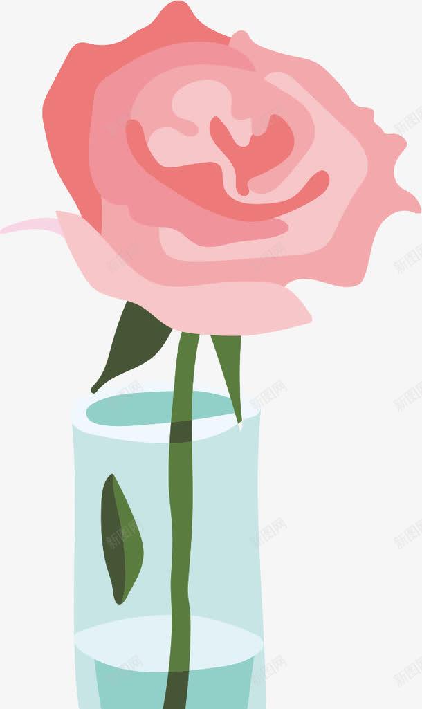 粉色玫瑰花png免抠素材_新图网 https://ixintu.com AI 卡通 手绘 浪漫 玫瑰花 瓶子 粉色 花朵 鲜花