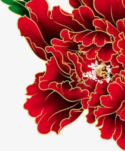 创意古风合成红色的花朵置物架素材