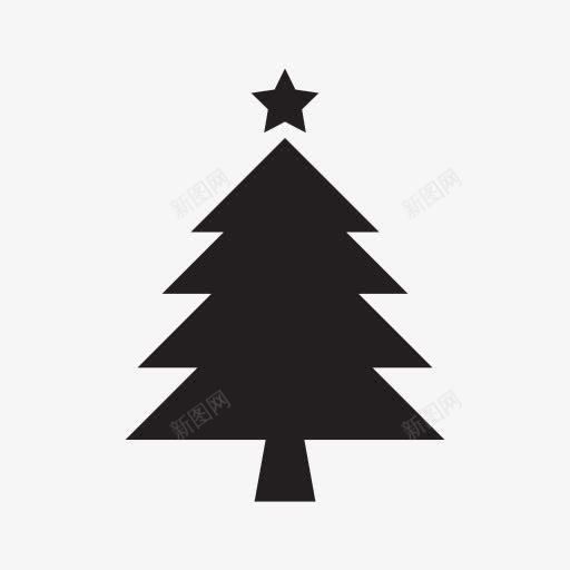 黑色手绘圣诞树节日图标png_新图网 https://ixintu.com 圣诞树 节日 黑色