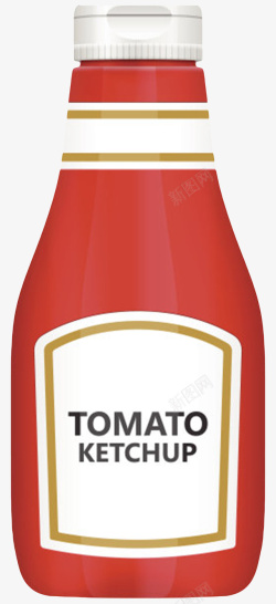 红色塑料瓶子白色盖子的番茄酱包素材