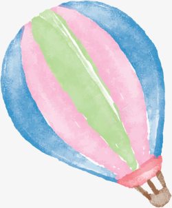 粉蓝色手绘热气球矢量图素材
