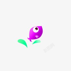 紫色卡通小鱼装饰图案素材