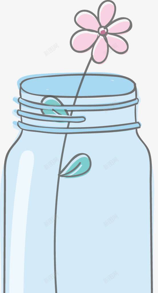 手绘蓝色花瓶png免抠素材_新图网 https://ixintu.com 小花 手绘 瓶子 花瓶 蓝色花瓶
