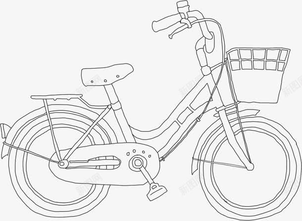 手绘黑色线条自行车png免抠素材_新图网 https://ixintu.com 线条 自行车 黑色