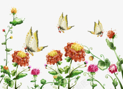 手绘花蝴蝶图案背景素材