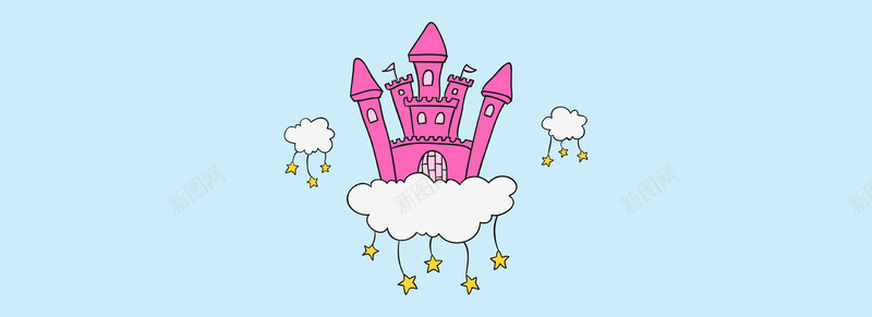 卡通云端城堡插画矢量图背景