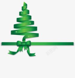 绿色圣诞树飘带素材
