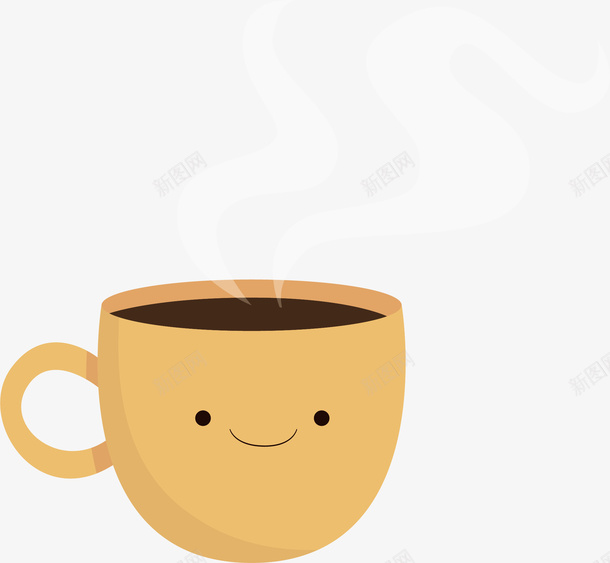 可爱咖啡杯矢量图ai免抠素材_新图网 https://ixintu.com 咖啡 咖啡杯 土色 微笑 手绘 杯具 茶杯把 表情 矢量图