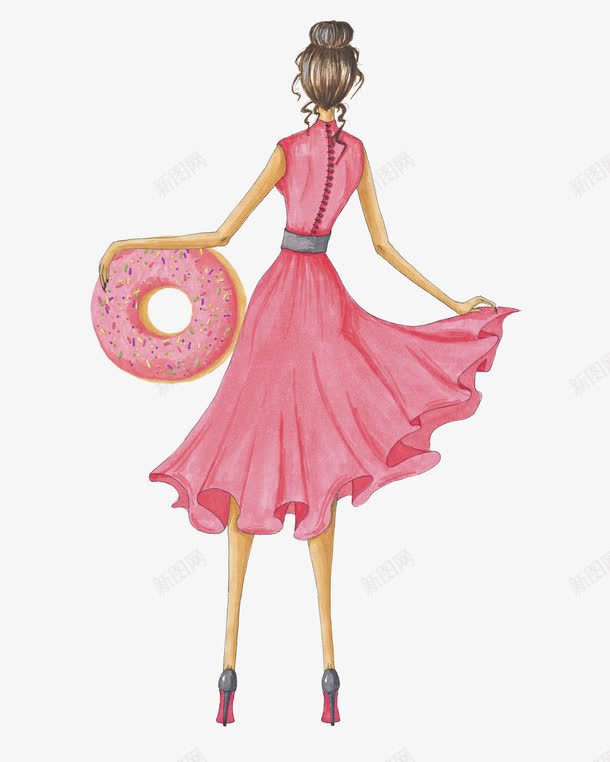手绘卡通女孩拿着甜甜圈png免抠素材_新图网 https://ixintu.com 卡 手绘 手绘卡通女孩人拿着甜甜圈 拿着甜甜圈 通女孩