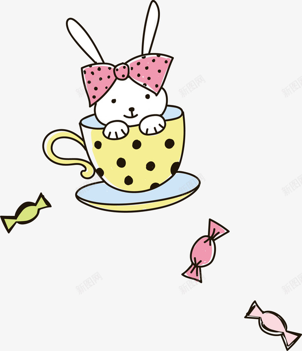茶杯兔子矢量图ai免抠素材_新图网 https://ixintu.com 兔子 可爱 彩色 手绘的 漫画 矢量的 简单 茶杯 矢量图