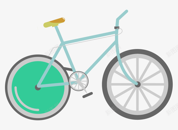 绿色车轮自行车矢量图ai免抠素材_新图网 https://ixintu.com 一辆 单人 卡通 手绘 简图 绿色的 自行车 车轮 矢量图
