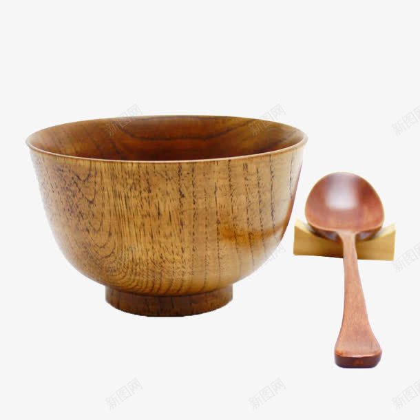 木碗与木勺png免抠素材_新图网 https://ixintu.com 产品实物 实木 实木碗 碗 饭碗