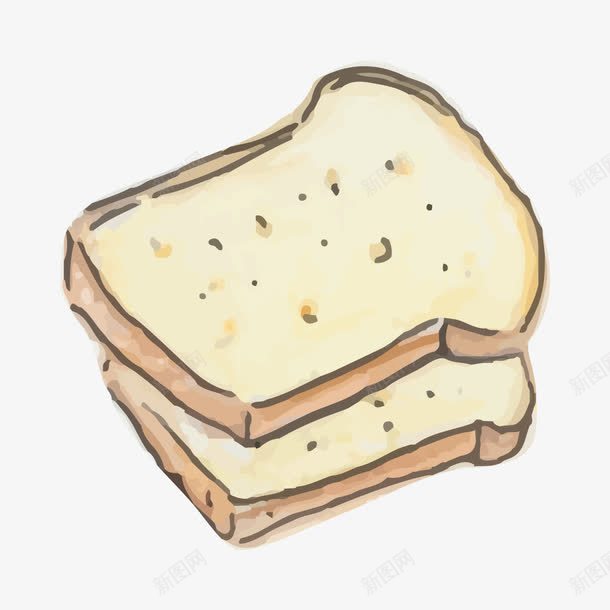 彩绘面包片png免抠素材_新图网 https://ixintu.com 图示 彩绘图 插图 早餐 面包切片 面包片 食物
