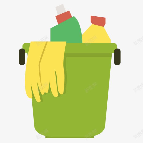 绿色水桶清洁工具png免抠素材_新图网 https://ixintu.com 卫生用品 工具 水桶 清洁 绿色