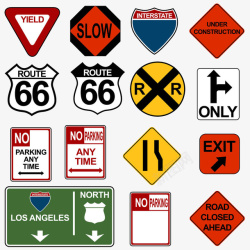 道路立体警示牌交通工具标识图标高清图片