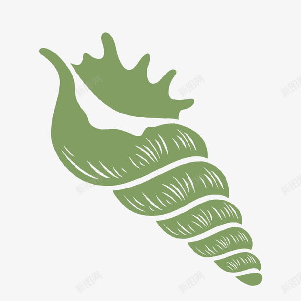 手绘海螺png免抠素材_新图网 https://ixintu.com 一个 卡通 图案 手绘 海螺 简图 绿色 螺旋