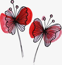 红色蝴蝶花卉素材