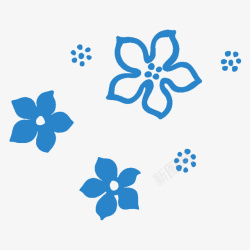 蓝色花卉背景图案素材