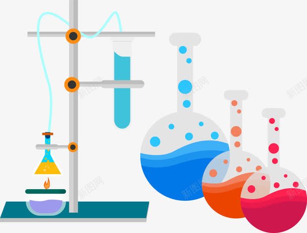 化学实验用品矢量图ai免抠素材_新图网 https://ixintu.com 化学实验 化学课 烧瓶 矢量素材 试管 矢量图