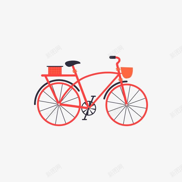扁平化自行车png免抠素材_新图网 https://ixintu.com 交通 单车 红色 自行车