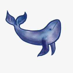 卡通手绘蓝色的鲸鱼素材