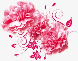 粉色古风花朵插图素材