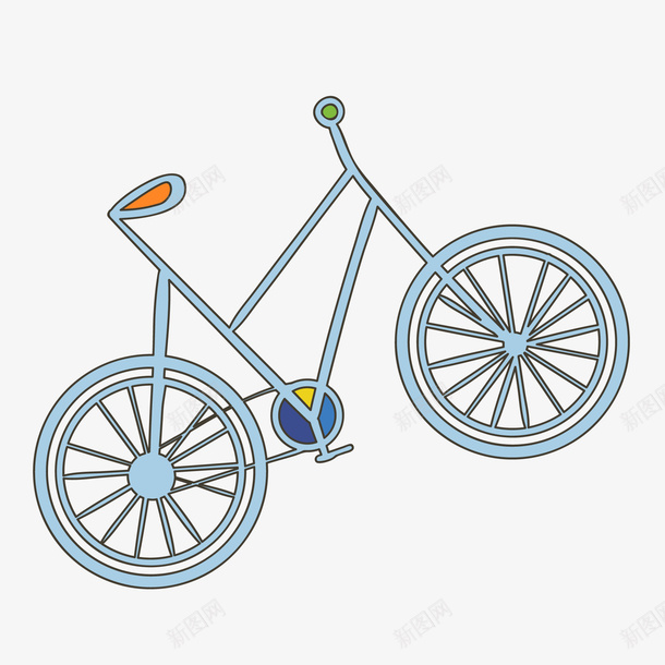 卡通单车自行车矢量图ai免抠素材_新图网 https://ixintu.com 单车 卡通 手绘 自行车 蓝色 运动 锻炼 矢量图