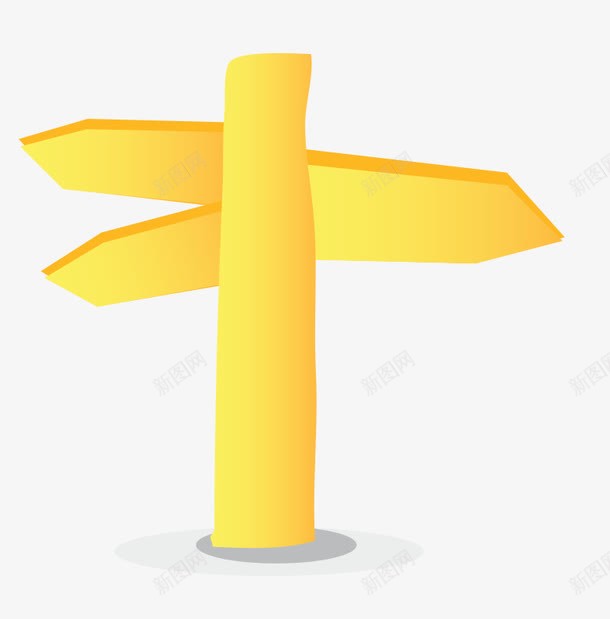 黄色方向路标png免抠素材_新图网 https://ixintu.com 卡通 方向 标志 素材 道路警示路标矢量 黄色
